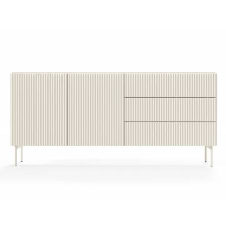 Komoda ryflowana kaszmir z szufladami 177 cm 2-drzwiowa MIGEL